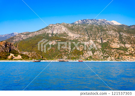 Oludeniz beach in Fethiye district in Turkey 121537303