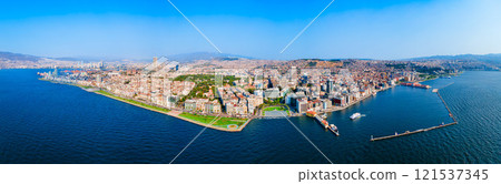 Cumhuriyet square aerial panoramic view in Izmir city in Turkey 121537345