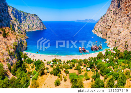 Butterfly Beach aerial panoramic view in Turkey Butterfly Beach aerial panoramic view in Turkey 121537349