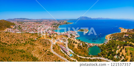 Datca beach and marina aerial panoramic view in Turkey Datca beach and marina aerial panoramic view in Turkey 121537357