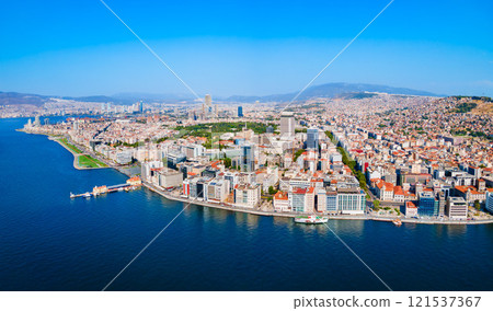 Izmir city centre aerial panoramic view in Turkey 121537367
