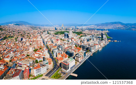 Izmir city centre aerial panoramic view in Turkey Izmir city centre aerial panoramic view in Turkey 121537368