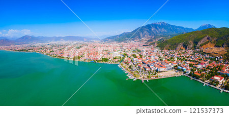Fethiye city aerial panoramic view in Turkey 121537373