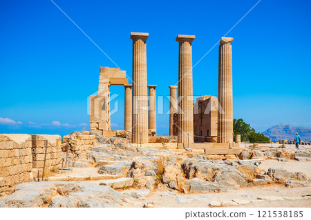 Lindos Acropolis and beach, Rhodes 121538185