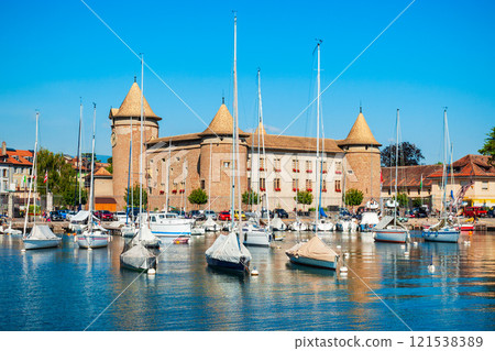 Medieval castle in Morges, Switzerland Medieval castle in Morges, Switzerland 121538389