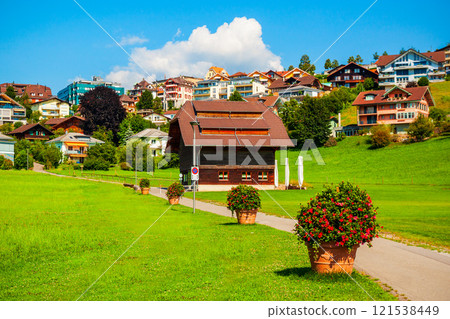 Spiez town panoramic view, Switzerland 121538449