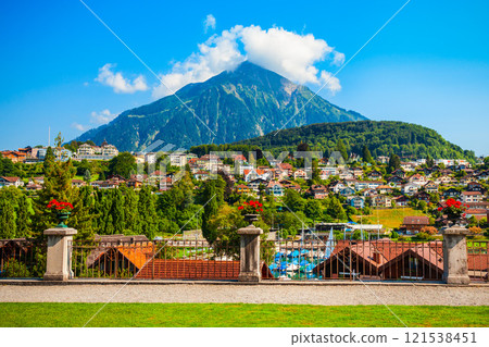 Spiez town panoramic view, Switzerland 121538451