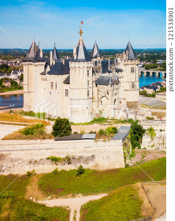 Chateau Saumur aerial view, France Chateau Saumur aerial view, France 121538901
