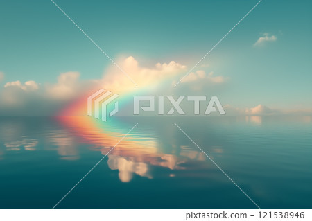 彩虹倒映在海中 AI 生成影像 121538946