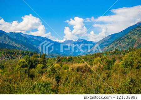 Himalaya mountains panoramic landscape, India Himalaya mountains panoramic landscape, India 121538982