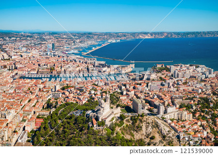 Marseille aerial panoramic view, France 121539000