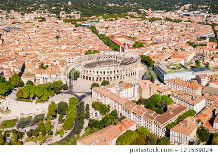 Nimes Arena aerial view, France 121539024