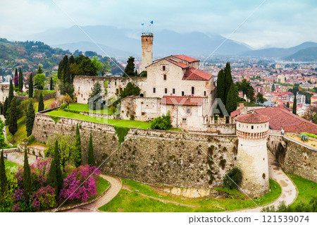 Brescia Castle aerial panoramic view Brescia Castle aerial panoramic view 121539074