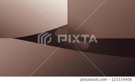 Abstract minimalistic gradient background in brown Mocha Mousse shades with smooth lines, curved shapes. 121539406