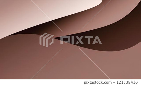 Abstract minimalistic gradient background in brown Mocha Mousse shades with smooth lines, curved shapes. 121539410