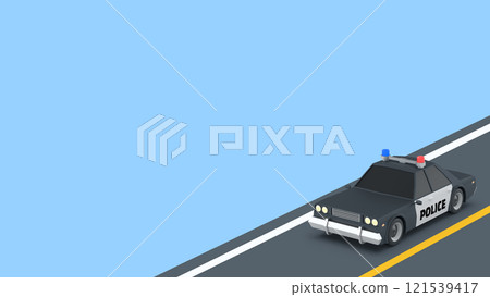 Police Car on Light Blue Background Police Car on Light Blue Background 121539417