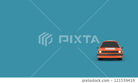 Orange Sports Coupe Car on Dark Blue Background. 3d rendering 121539419