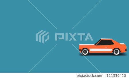 Orange Sports Coupe Car on Dark Blue Background. 3d rendering 121539420