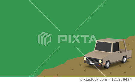 Pick Up Truck on Green Background. 3D Rendering Pick Up Truck on Green Background. 3D Rendering 121539424