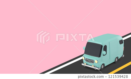 Mini Bus Car on Pink Background 121539428