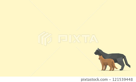 3D Character Cat Yellow Background 3D Character Cat Yellow Background 121539448