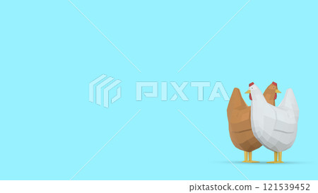 3D Character Chicken Sky Blue Background 121539452