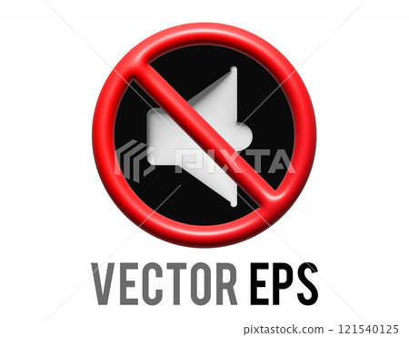 3D red circle restricted icon with muted volume speaker phone and red stroke 121540125