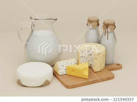 dairy products 3D graphic studio image 121540357