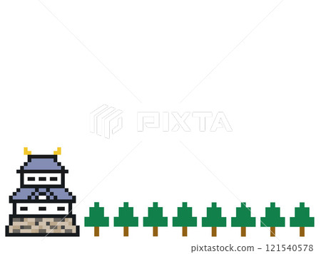 城堡和樹木的框架 121540578