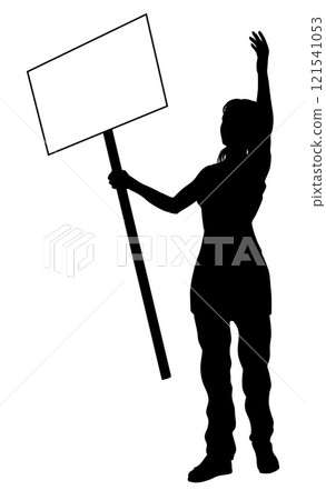 Protest Rally March Picket Sign Silhouette Person 121541053