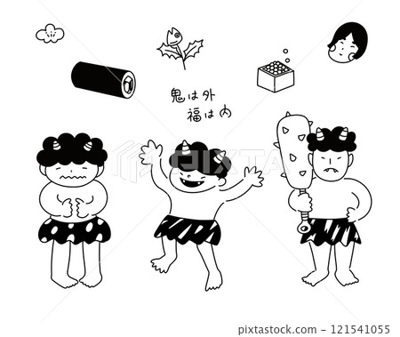 Hand-drawn Setsubun illustration set 121541055