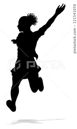 Happy Woman Jumping For Joy Silhouette Person Happy Woman Jumping For Joy Silhouette Person 121541059