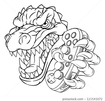 Crocodile Dinosaur Alligator Gamer Gaming Mascot Crocodile Dinosaur Alligator Gamer Gaming Mascot 121541072