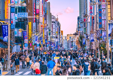 Tokyo cityscape in Japan: Towards a new era... Pedestrian mall at the east exit of Shinjuku Station at the end of the year. The threatening adult trend...Towards tomorrow...=December 29th 121541231