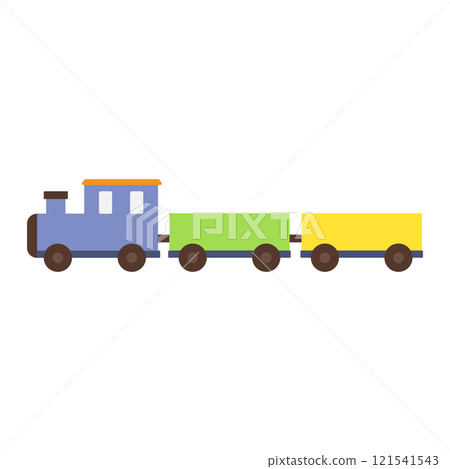 簡單可愛的火車玩具插畫（平面設計） 121541543