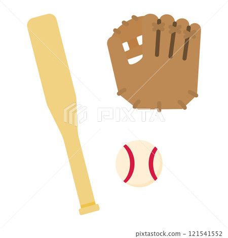簡單可愛的棒球裝備插畫(平面設計) 簡單可愛的棒球裝備插畫(平面設計) 121541552