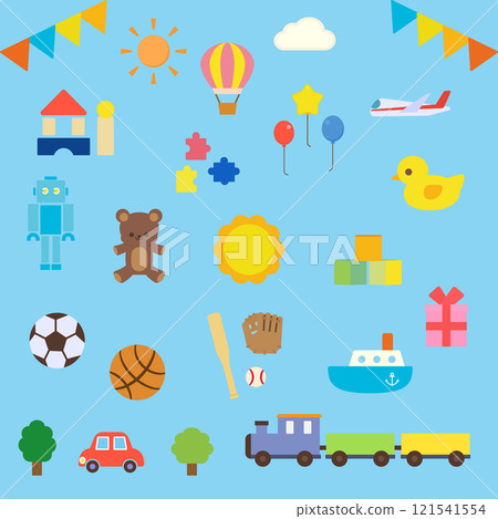 Simple and cute toy illustration set (flat design) 121541554