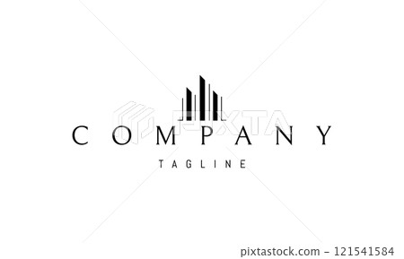 Vector logo with an abstract image of several skyscrapers with shadows. 121541584
