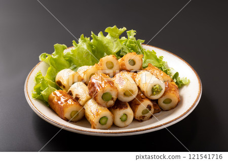 Stir-fried asparagus with chikuwa Stir-fried asparagus with chikuwa 121541716