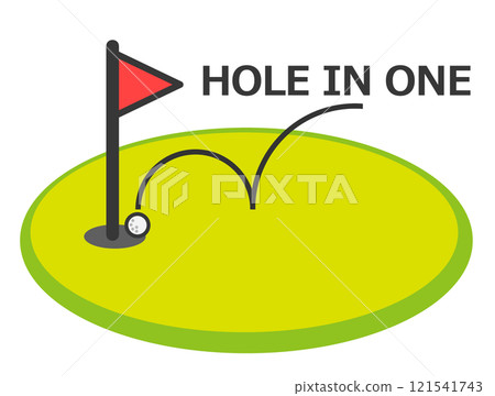 An illustration of a miraculous hole-in-one in golf 121541743