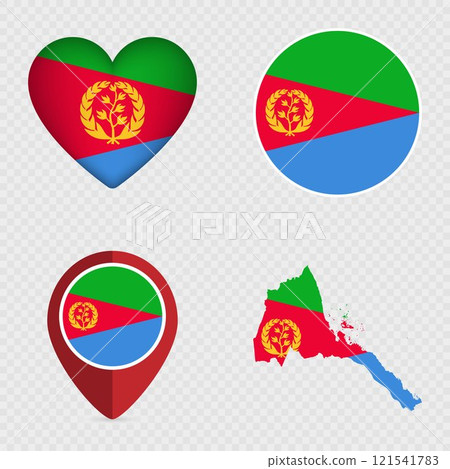 Eritrea Flag Icons Pack. Vector illustration. Eritrea Flag Icons Pack. Vector illustration. 121541783
