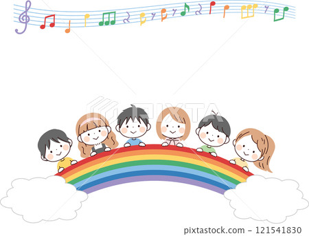Children's frame (rainbow and musical notes) 121541830