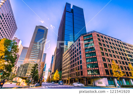 Tokyo cityscape, Japan December 29th...Otemachi business district. View of Otemachi Nomura Building and Otemachi Tower. 121541920