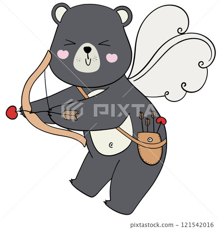 Valentine cupid bear adorable bear with heart arrow, perfect for Valentines Day art and decor. 121542016