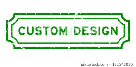 Grunge green custom design word rubber seal stamp on white background 121542030