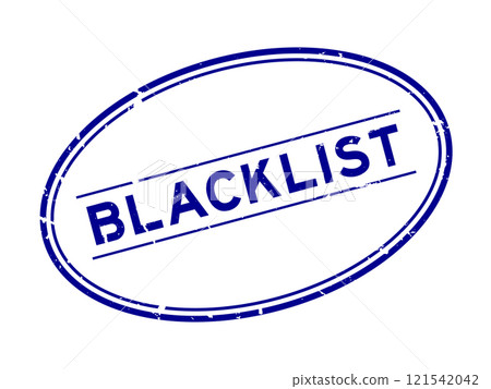 Grunge blue blacklist word oval rubber seal stamp on white background Grunge blue blacklist word oval rubber seal stamp on white background 121542042