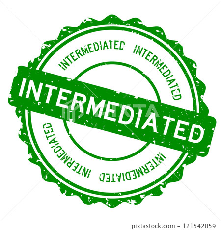 Grunge green intermediated word round rubber seal stamp on white background 121542059