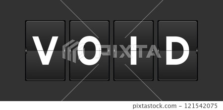 Black color analog flip board with word void on gray background 121542075