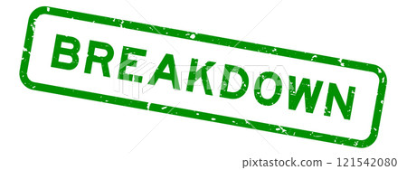 Grunge green breakdown word square rubber seal stamp on white background Grunge green breakdown word square rubber seal stamp on white background 121542080
