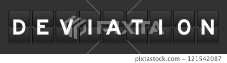 Black color analog flip board with word deviation on gray background Black color analog flip board with word deviation on gray background 121542087